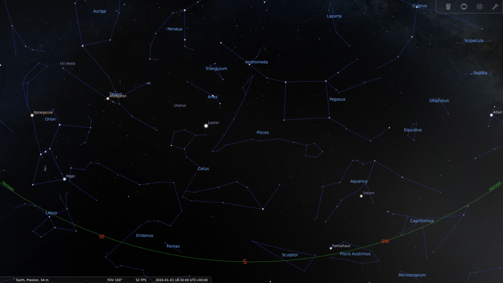 A sky map showing the locations of some highlights of the January sky.